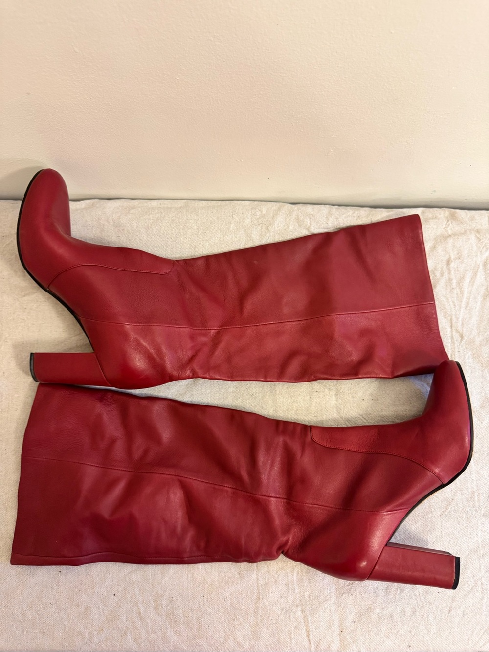 Vince Camuto Red Over-the-Knee Leather Boots